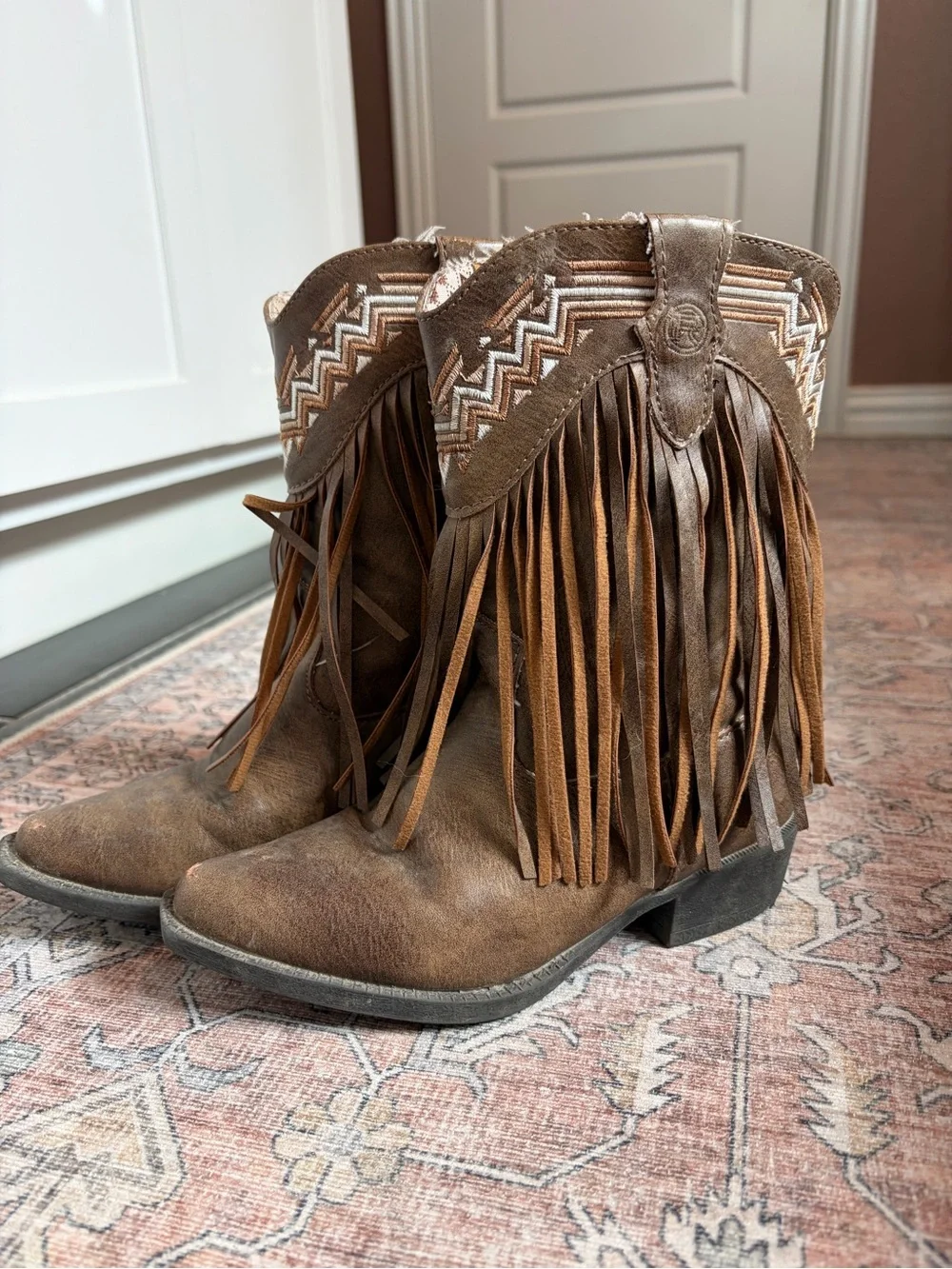 Roper Fringed Brown Western Cowgirl Boots